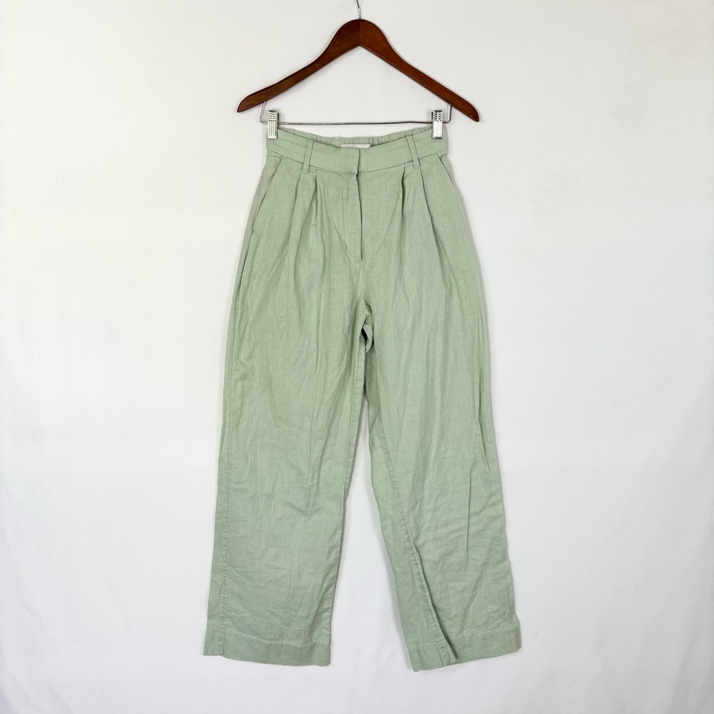 Abercrombie and Fitch Sloane Wide Leg Linen Pants Green Size XS Regular